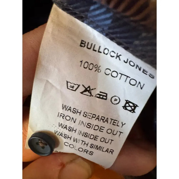 Bullock & Jones Button down L small plaid velvet accent 100% Cotton - Picture 7 of 10
